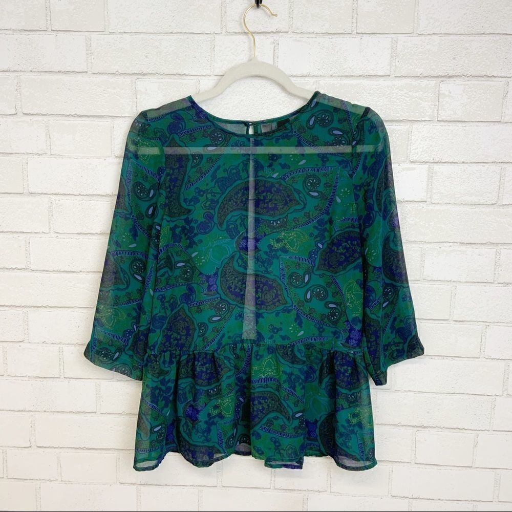 Petticoat Alley Sheer Paisley Blouse size M (M20)